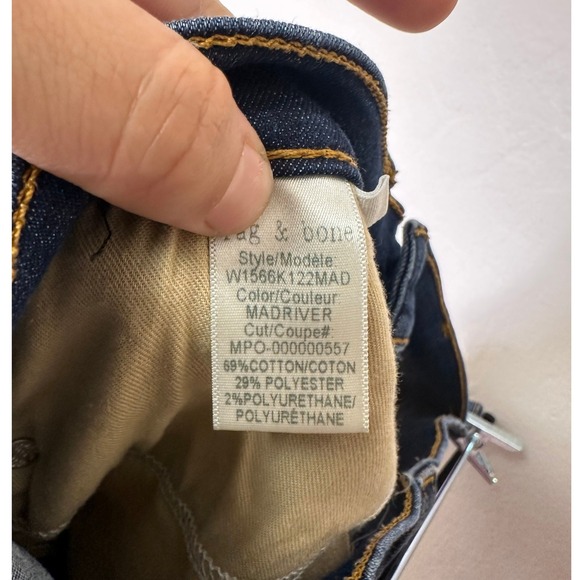 Rag Bone NEW YORK High Rise Ankle Skinny Jeans Dark Wash Size 30 Raw Hem - Picture 6 of 9